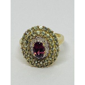 Stunning Multi Stone Diamond 14 K Gold Oval Design Sz 7 Ring THL SAMUEL AARON